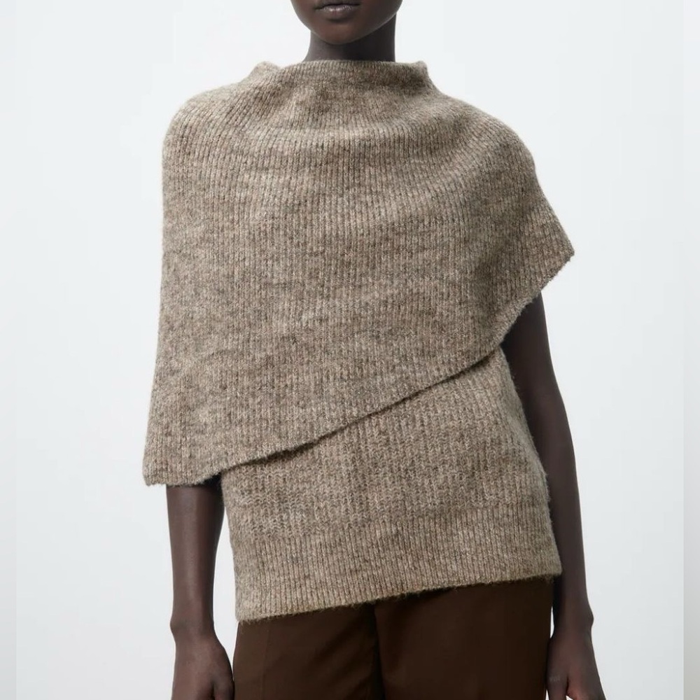 ZARA KNIT WRAPAROUND COLLAR VEST